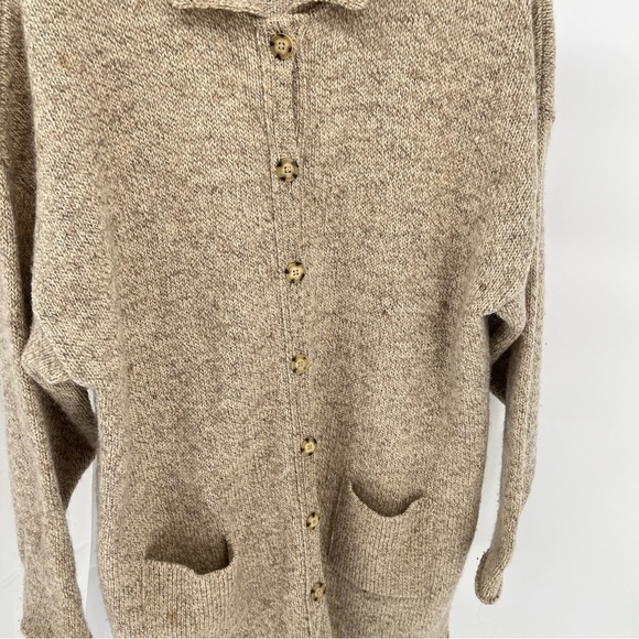 Woolrich Womens Longline Wool Sweater Size XL Heathered Tan Button Down Pockets - Picture 3 of 9